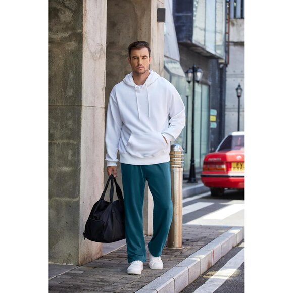 Men's Cotton Sweatpants Open Bottom Lounge Pants Lightweight Casual Jogger Pants - Picture 4 of 6